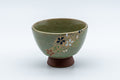 Japanese Teacup - Floral Celadon Sugi-nari Senchawan - front view of the celadon teacup