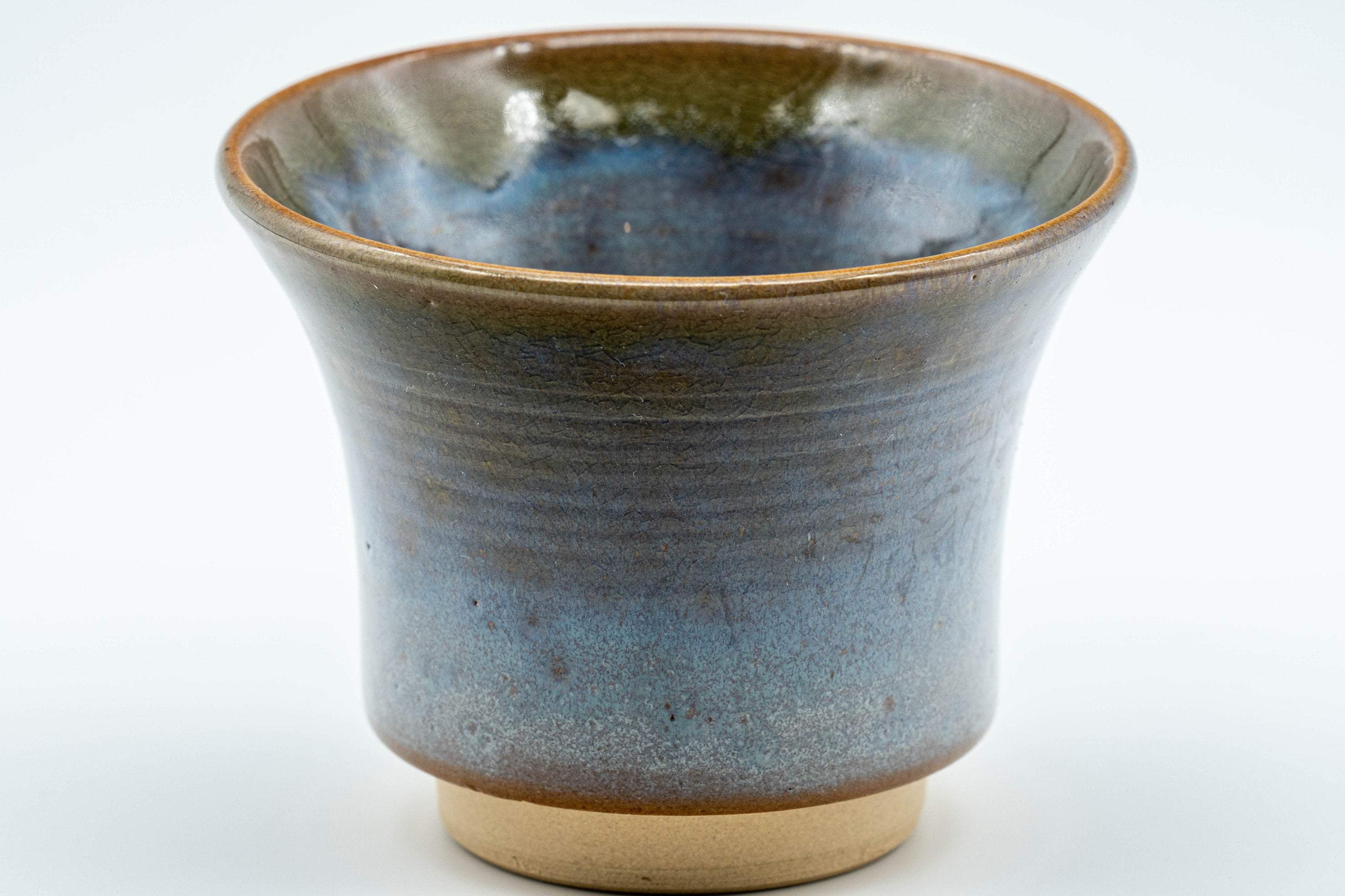 Japanese Teacup - Blue Crazed Glazed Flared Lip Yunomi - 90ml