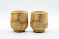 Japanese Teacups - Pair of Giraffe Tsutsu-gata Yunomi - 140ml - the pair of cups shown side by side