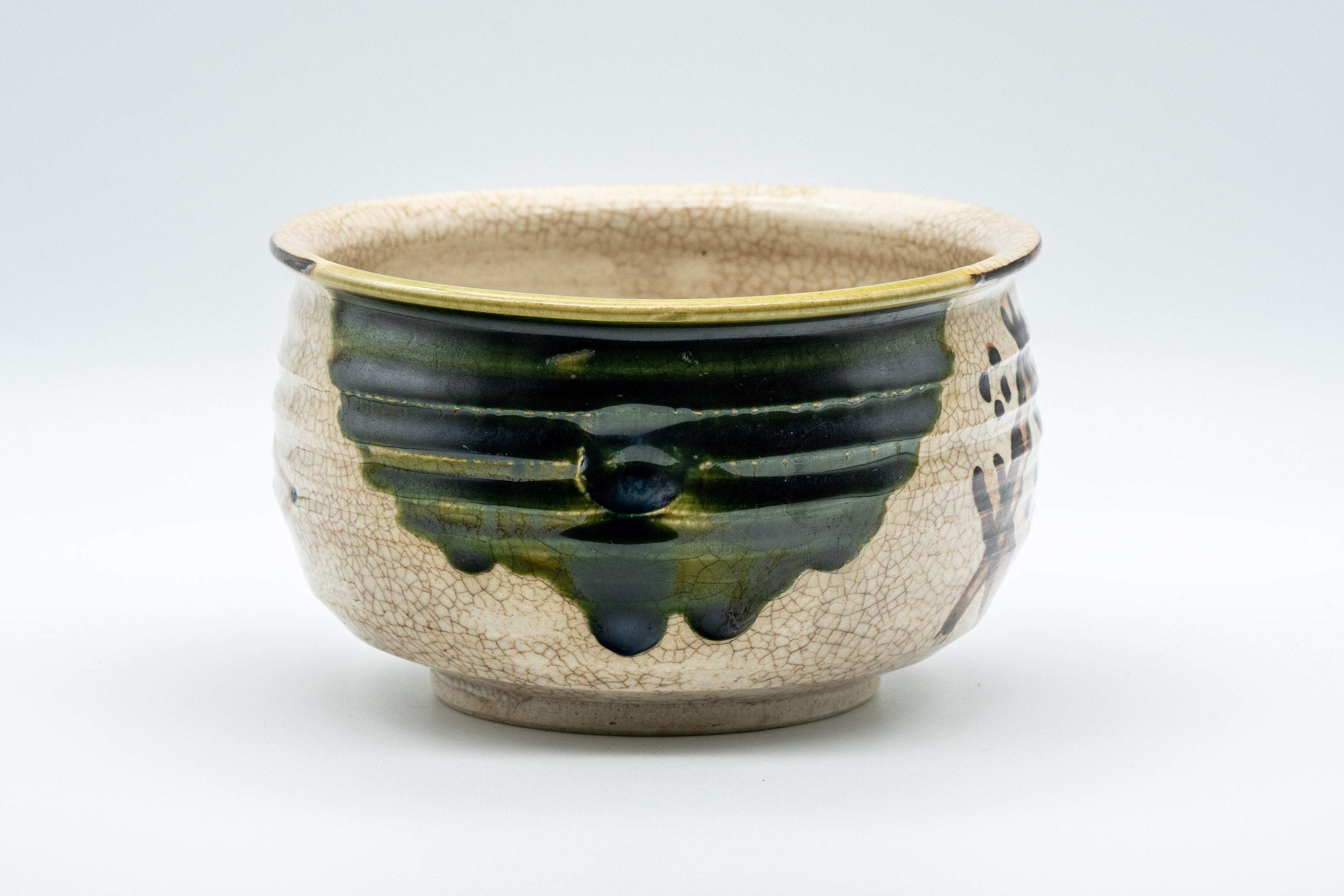 Japanese Kensui - Drip Glazed Oribe-yaki Water Bowl - 600ml - Tezumi