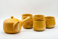 Japanese Tea Set - Yellow Debeso Kyusu with 5 Yunomi - the full set with the teapot and teacups