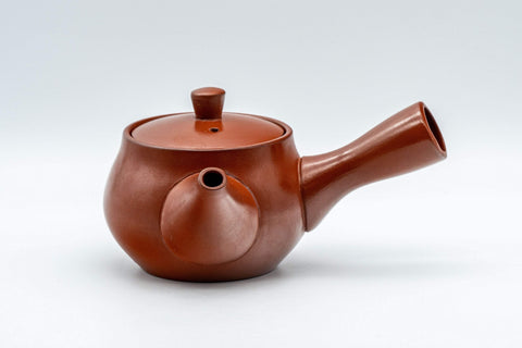 Tezumi — Japanese Kyusu - Nasu-gata Tokoname-yaki Teapot - 200ml — side view with the lid and side handle