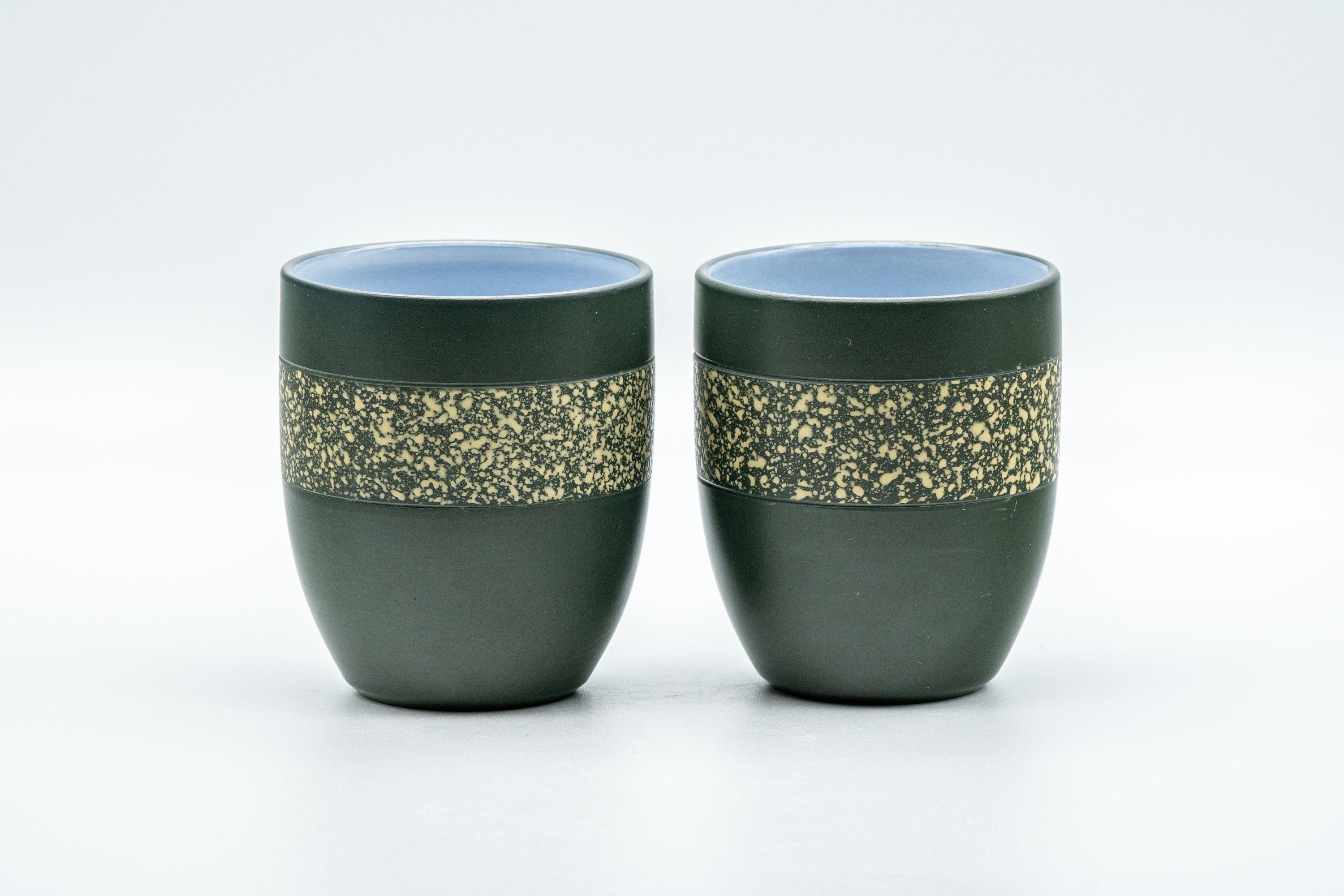 Japanese Teacups - Pair of Green Ryokudei Tokoname-yaki Yunomi - 130ml