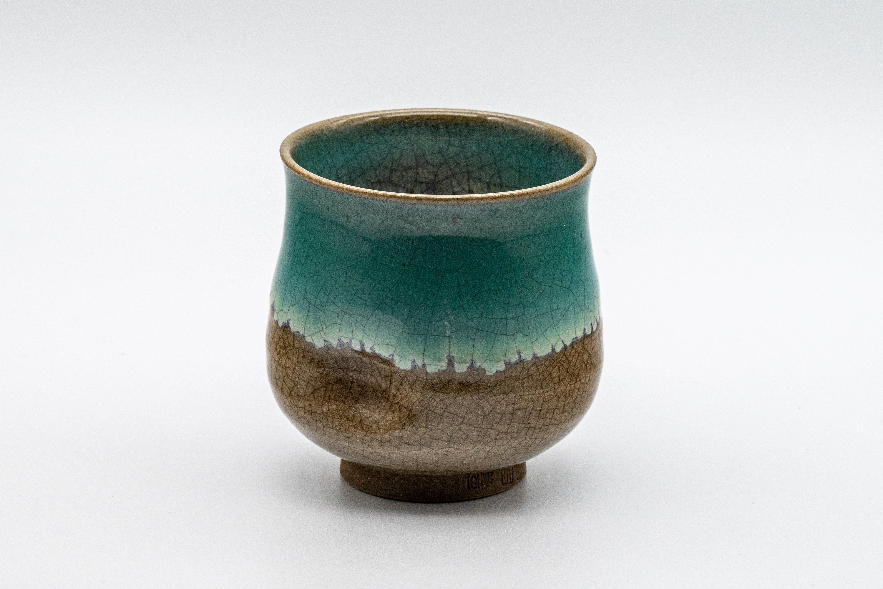 Japanese Teacup - Turquoise Glazed Agano-yaki Dojimari-gata Yunomi - 150ml