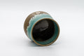 Japanese Teacup - Turquoise Glazed Agano-yaki Dojimari-gata Yunomi - 150ml - tilted view showing the interior and foot