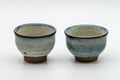 Japanese Teacups - Pair of Crazed Glaze Senchawan - 60ml - the pair shown side by side at a slight angle