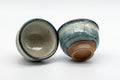 Japanese Teacups - Pair of Crazed Glaze Senchawan - 60ml - top-down view of the two teacups showing the interiors