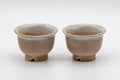 Japanese Teacups - 萩焼 Pair of Hagi-yaki Senchawan - 55ml - front view showing the footed bases