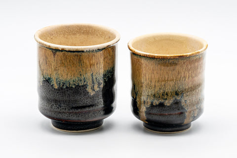 Japanese Teacups - Pair of Meoto Hare's Fur Tsutsu-gata Yunomi
