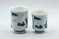 Japanese Teacups - Pair of 畑萬陶苑 Meoto Arita-gata Yunomi - the pair shown side by side at a slight angle