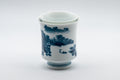 Japanese Teacups - Pair of 畑萬陶苑 Meoto Arita-gata Yunomi - front view of the pair showing the painted landscape