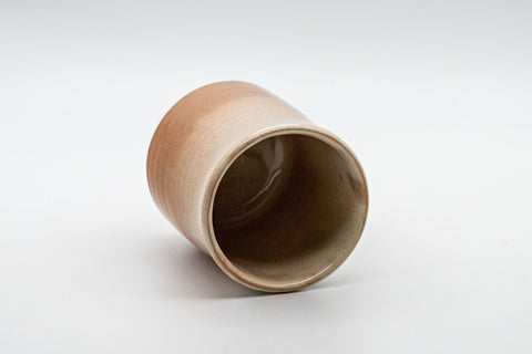 Japanese Teacup - Tsutsu-gata Hagi-yaki Yunomi - 210ml - tilted view showing the interior and foot