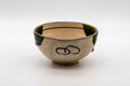Japanese Matcha Bowl - 野田 東山 Wan-nari Oribe-yaki Chawan - 300ml - side view showing the painted designs