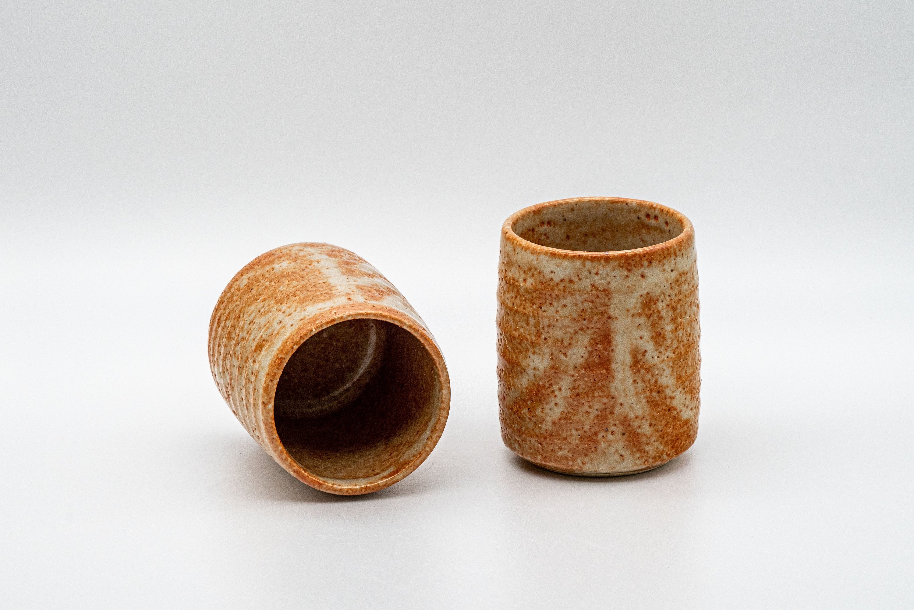 Japanese Teacups - Pair of Shino Glazed Tsutsu-gata Yunomi - 90ml