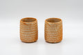 Japanese Teacups - Pair of Shino Glazed Tsutsu-gata Yunomi - 90ml - angled view of the pair of cups