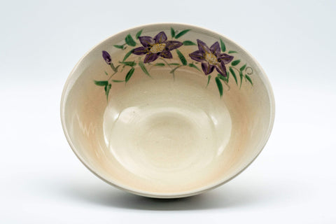 Japanese Matcha Bowl - Floral Hira-gata Summer Chawan - 300ml - Tezumi