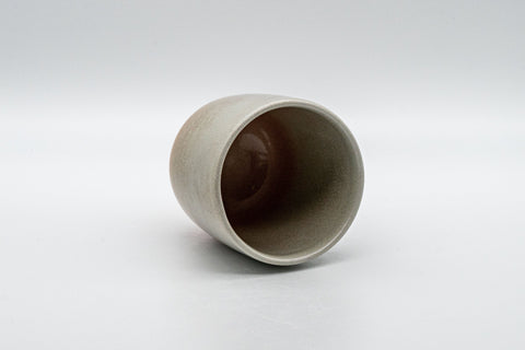 Japanese Teacup - Tsutsu-gata Hagi-yaki Yunomi - 140ml - tilted view showing the interior and rim from above
