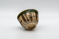 Japanese Teacup - 秀泉陶苑 Floral Wan-nari Mino-yaki Yunomi - 100ml - tilted view showing the foot and base