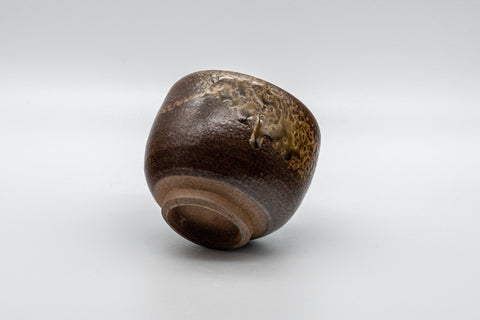 Japanese Teacup - Dark Brown Glazed Yunomi - 145ml - view tipped on its side