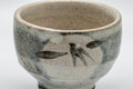 Japanese Teacup - Leafy Grey Yunomi - 125ml - closeup of the grey glaze and leaf motifs