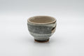 Japanese Teacup - Leafy Grey Yunomi - 125ml - angled closeup showing the white leaf decoration