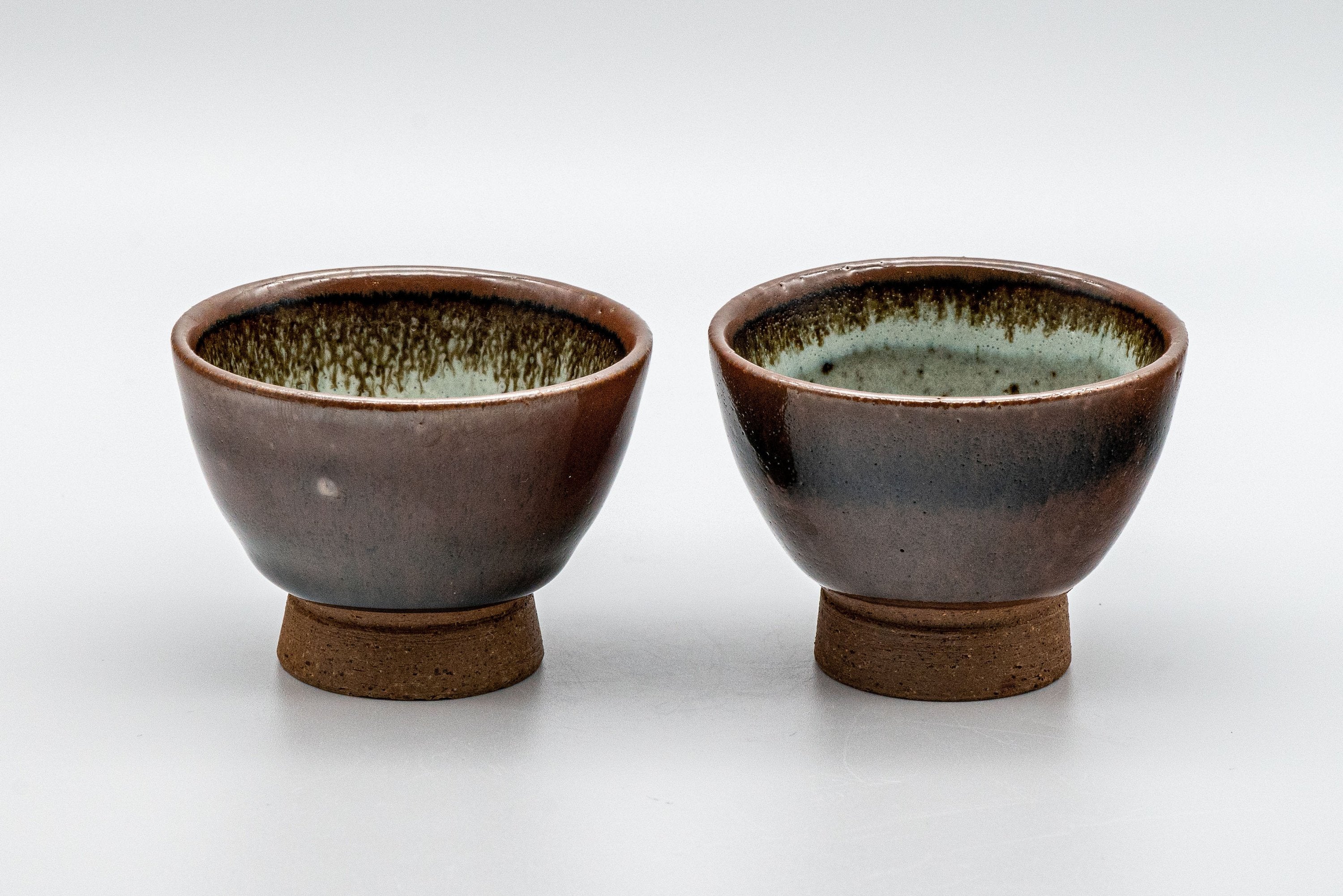 Japanese Teacups - Pair of Tenmoku Glazed Sugi-nari Guinomi - 55ml - Thumbnail 3