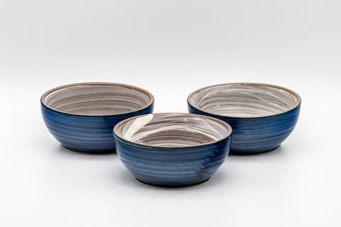 Japanese Teacups - Set of 3 Floral Yunomi - 90ml - the three teacups showing the white glazed interiors