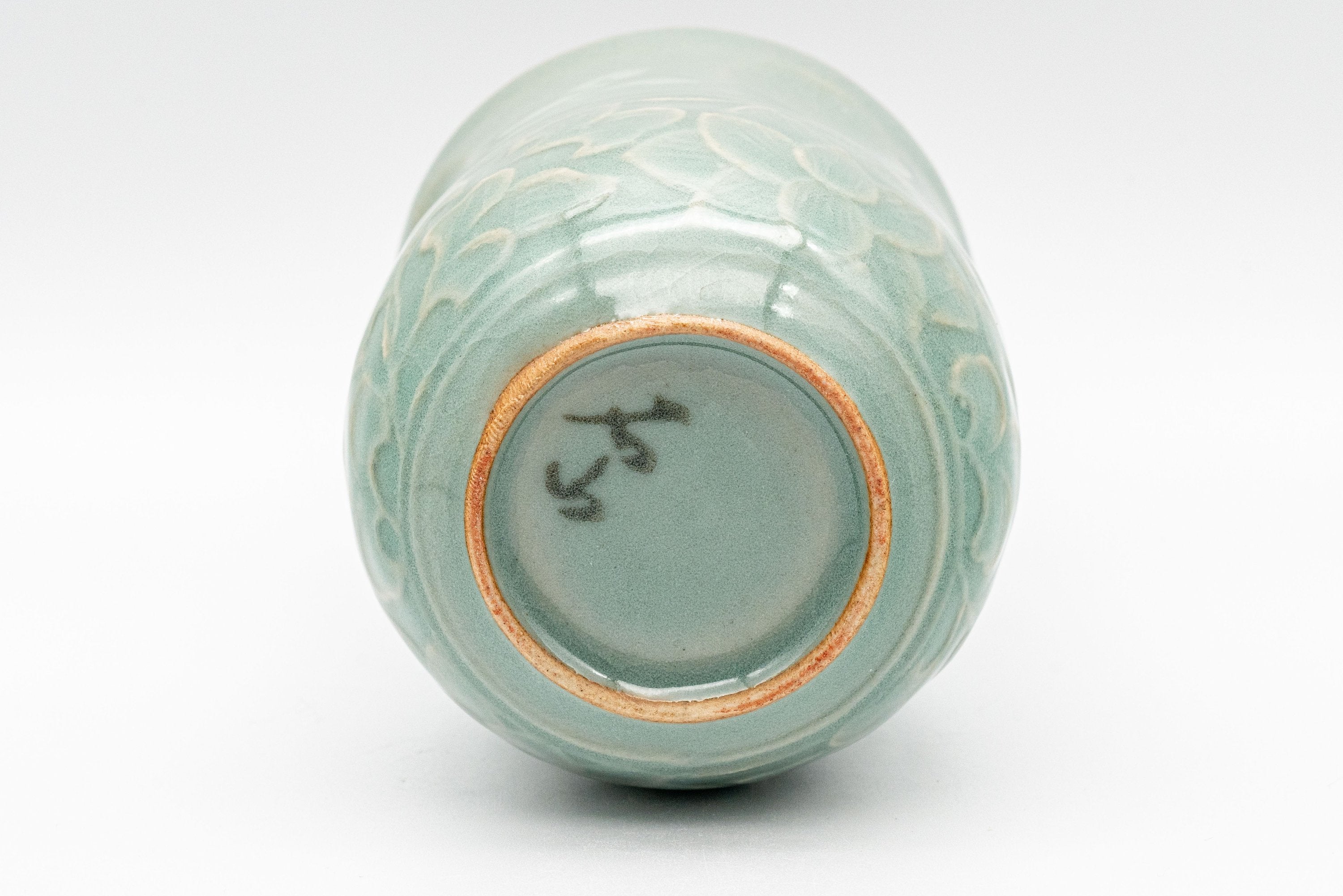 Japanese Teacups - Couple's Pair of Ishiyama Celadon Dojimari-gata Yunomi - 165ml - Tezumi
