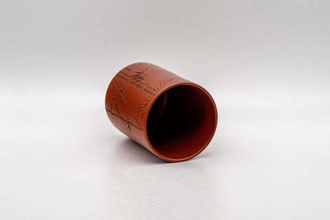 Japanese Teacup - 常滑焼 Tokoname-yaki yunomi - 125ml - the cup lying on its side showing the interior