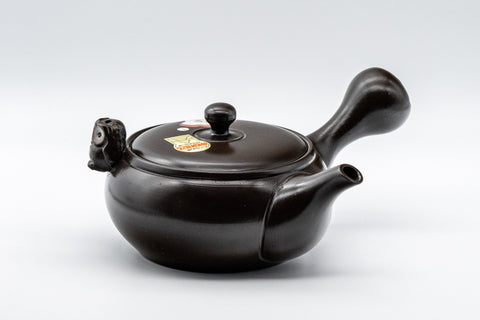 Japanese Kyusu - Black Kokudei Owl Sculpted Tokoname-yaki Teapot - 350ml - Tezumi