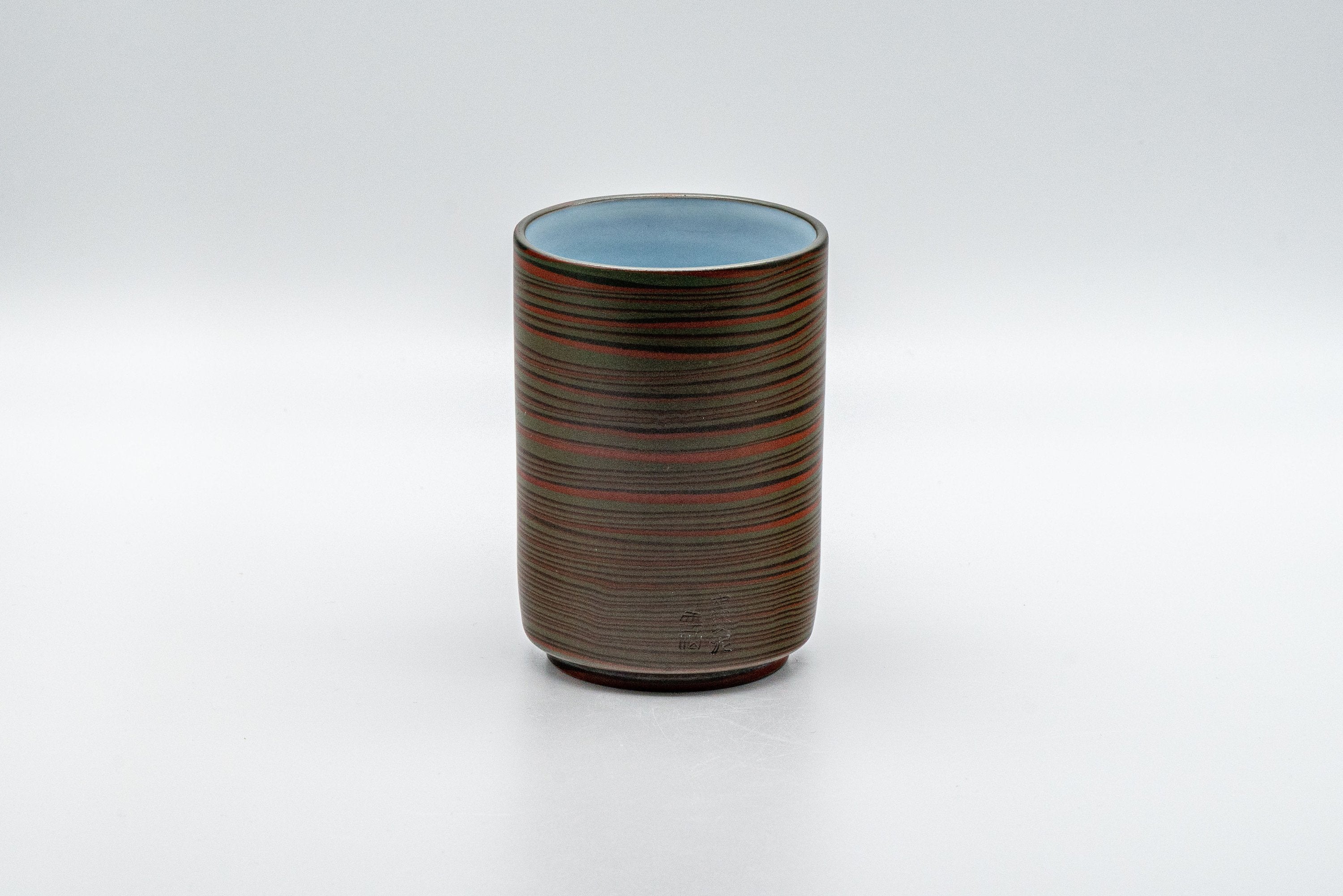 Tezumi Unzen Kiln Nerikomi Tokoname-yaki Tsutsu-gata Yunomi Teacup - Thumbnail 2