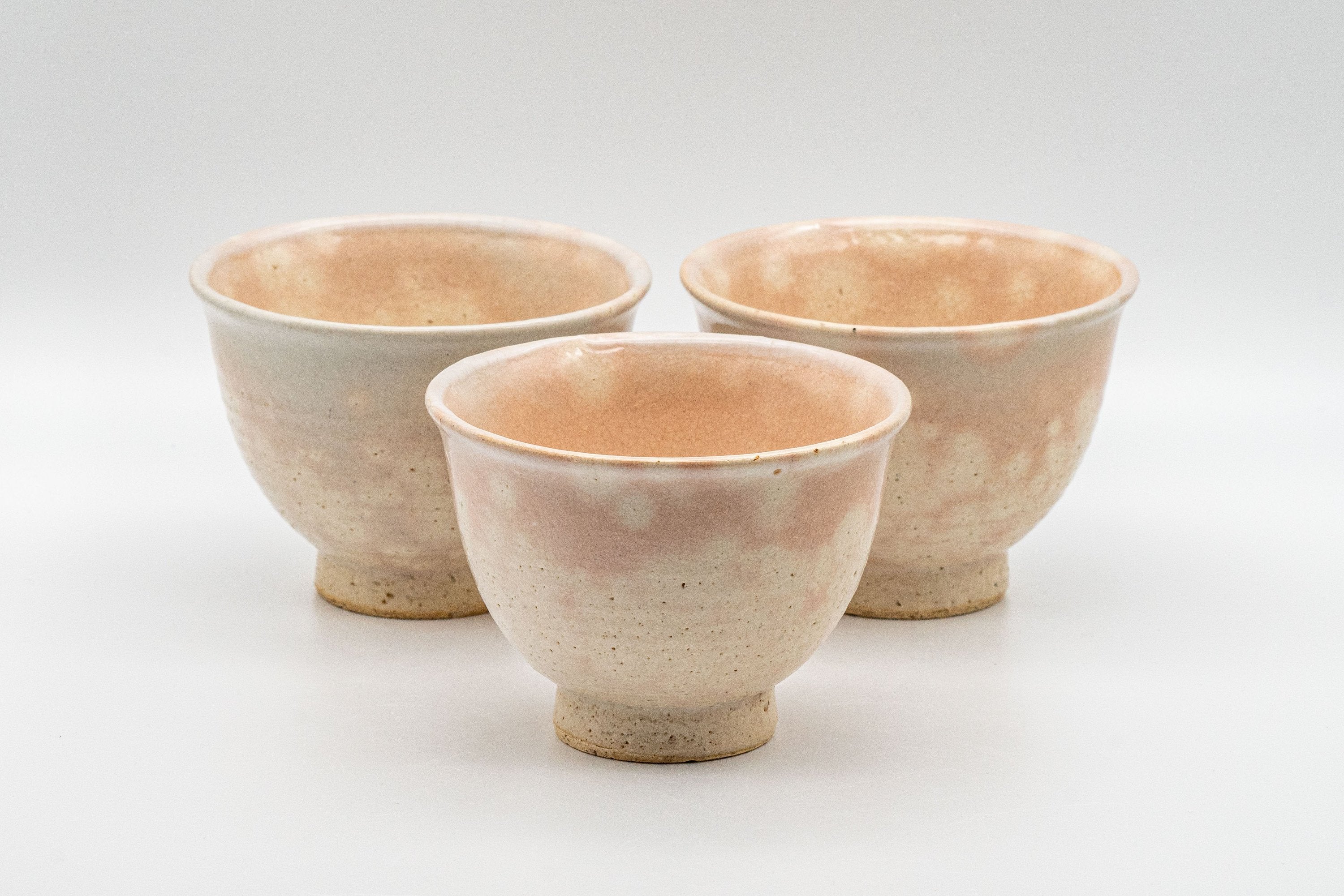 Japanese Teacups - Set of 3 Gohonte Hagi-yaki Yunomi - 140ml