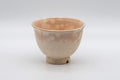 Japanese Teacups - Set of 3 Gohonte Hagi-yaki Yunomi - 140ml - front view showing the crazed peach gohonte glaze