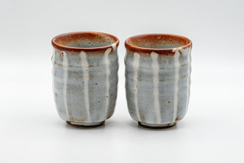 Japanese Teacups - Pair of Akayama Kiln Tsutsu-gata Yunomi - 170ml - front view of the pair