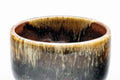 Japanese Teacups - Set of 3 Drip Glazed Yunomi - 120ml - closeup of the drip glaze running down the cup