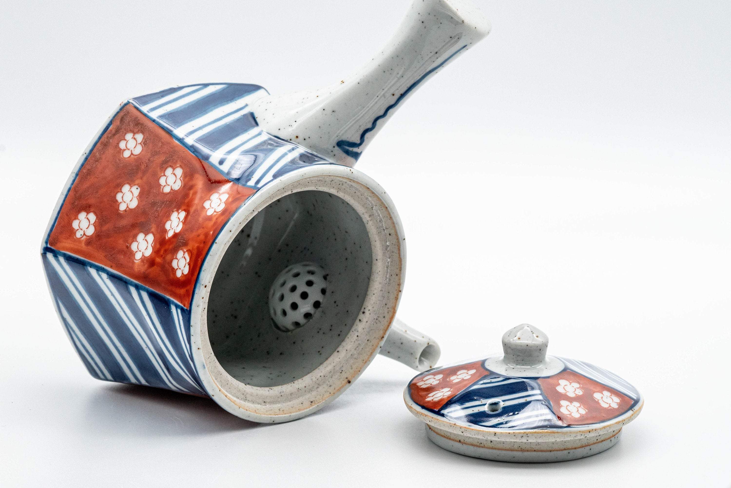 Japanese Tea Set - Striped Hexagonal Debeso Kyusu Teapot with Teacup and Coaster - 250ml - Thumbnail 3