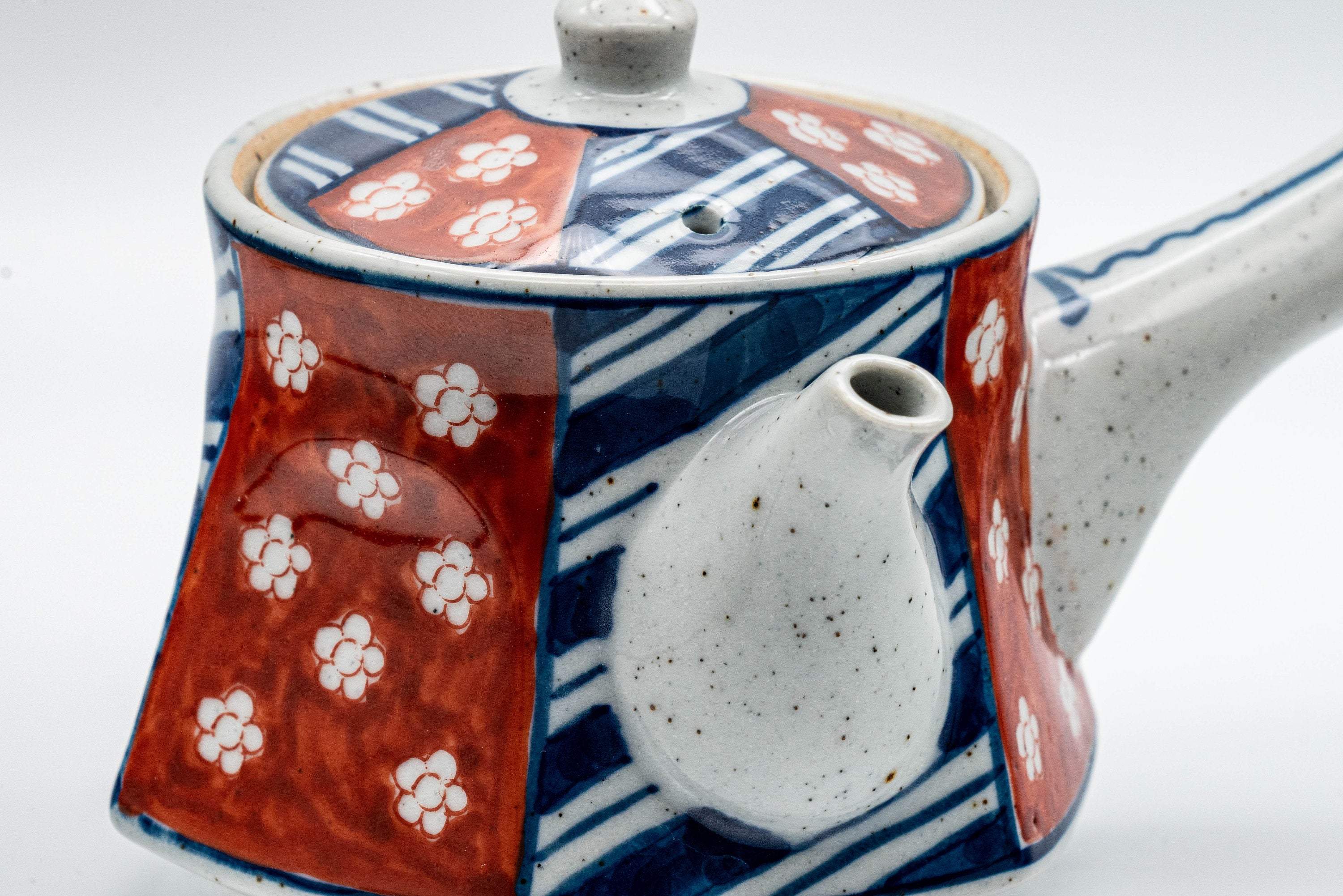 Japanese Kyusu Set - Striped Hexagonal Debeso Teapot with Matching Cup - 250ml - Tezumi