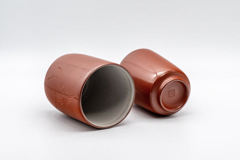 Japanese Teacups - Couple's Pair of Hantsutsu-gata Meoto Yunomi