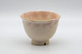 Japanese Teacup - Gohonte Hagi-yaki Yunomi by Tsubaki Kiln - 130ml - front view of the Hagi-yaki yunomi with crazed peach gohonte glaze