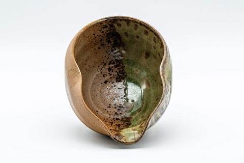 Tezumi — Japanese Yuzamashi - 三滝窯 Half-glazed Katakuchi - 160ml — tipped to show the interior