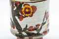 Japanese Teacups - Pair of Floral Tsutsu-gata Yunomi - 200ml - closeup of the cup painted with red quince blossoms