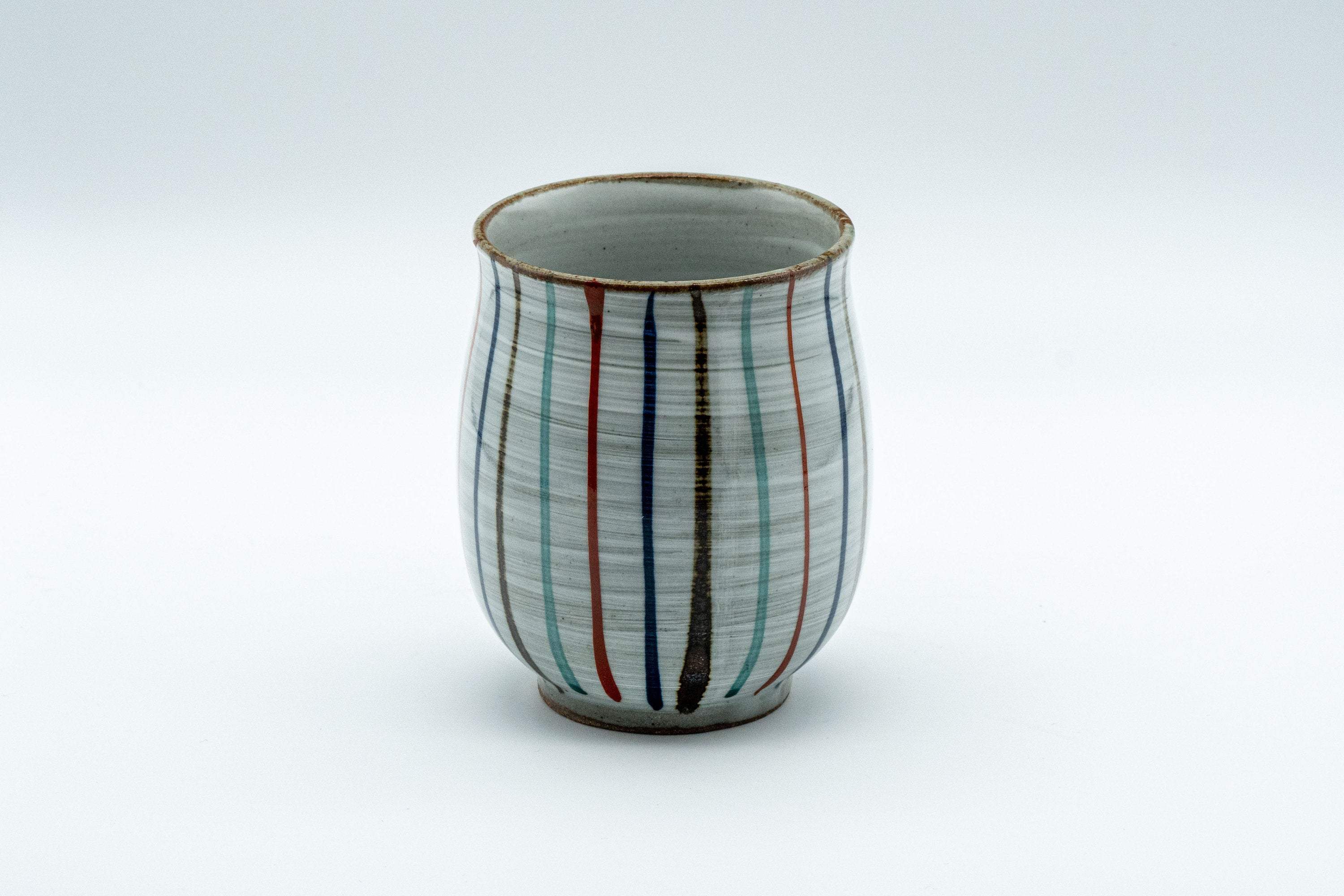 Japanese Teacup - Striped Tall Curvy Yunomi - 190ml