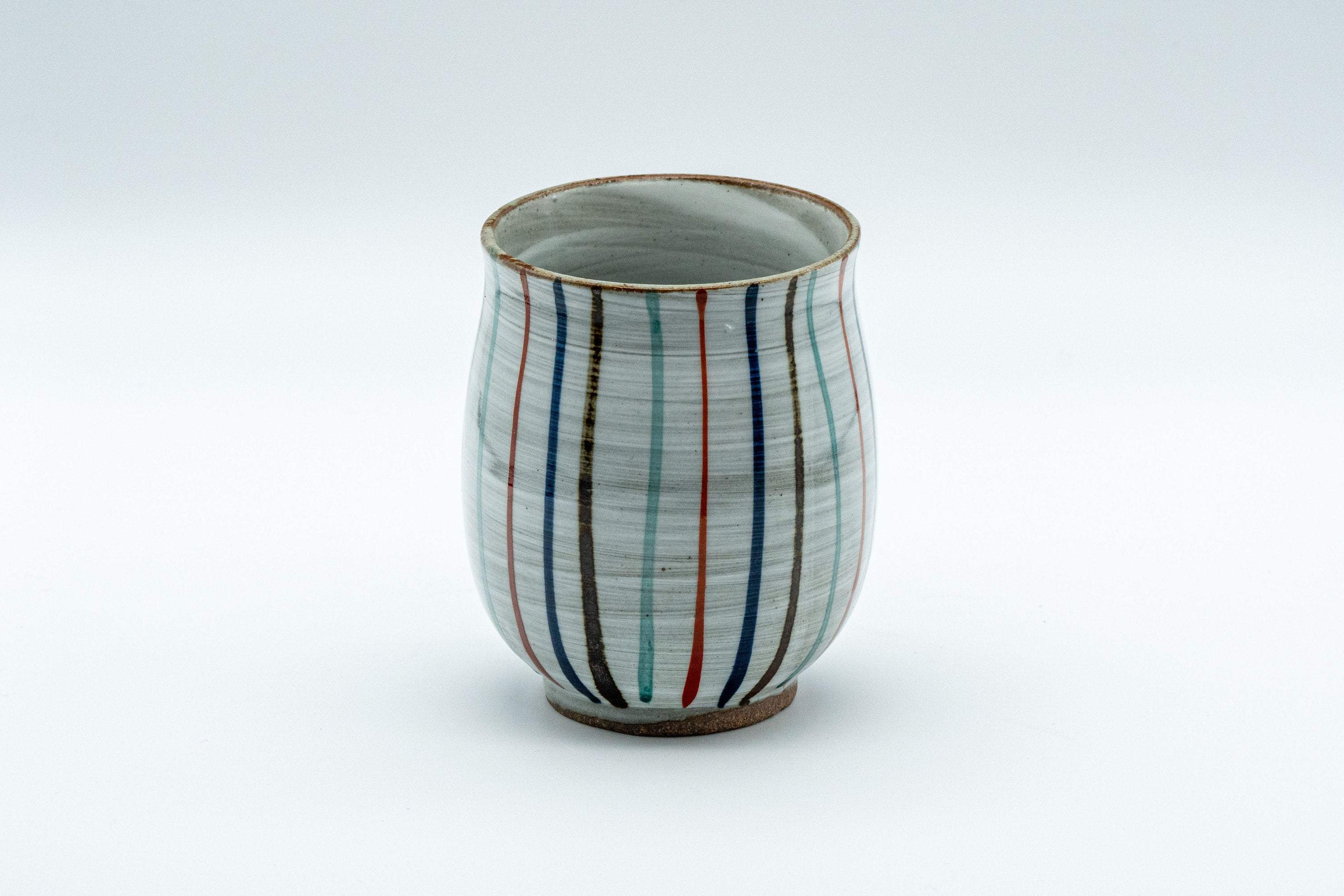 Japanese Teacup - Striped Tall Curvy Yunomi - 190ml