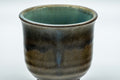 Japanese Teacups - Set of 3 Olive Green Turquoise Koishiwara-yaki Yunomi - 100ml - a single teacup, front view