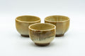 Japanese Teacups - Set of 3 Hare's Fur Glazed Wan-nari Yunomi - 100ml - the three teacups grouped together, front view