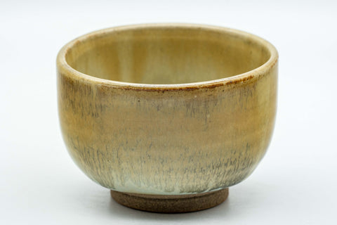 Japanese Teacups - Set of 3 Hare's Fur Glazed Wan-nari Yunomi - 100ml - a single teacup viewed from above showing the interior