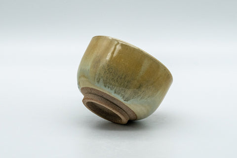 Japanese Teacups - Set of 3 Hare's Fur Glazed Wan-nari Yunomi - 100ml - a single teacup tilted to show the glazed interior