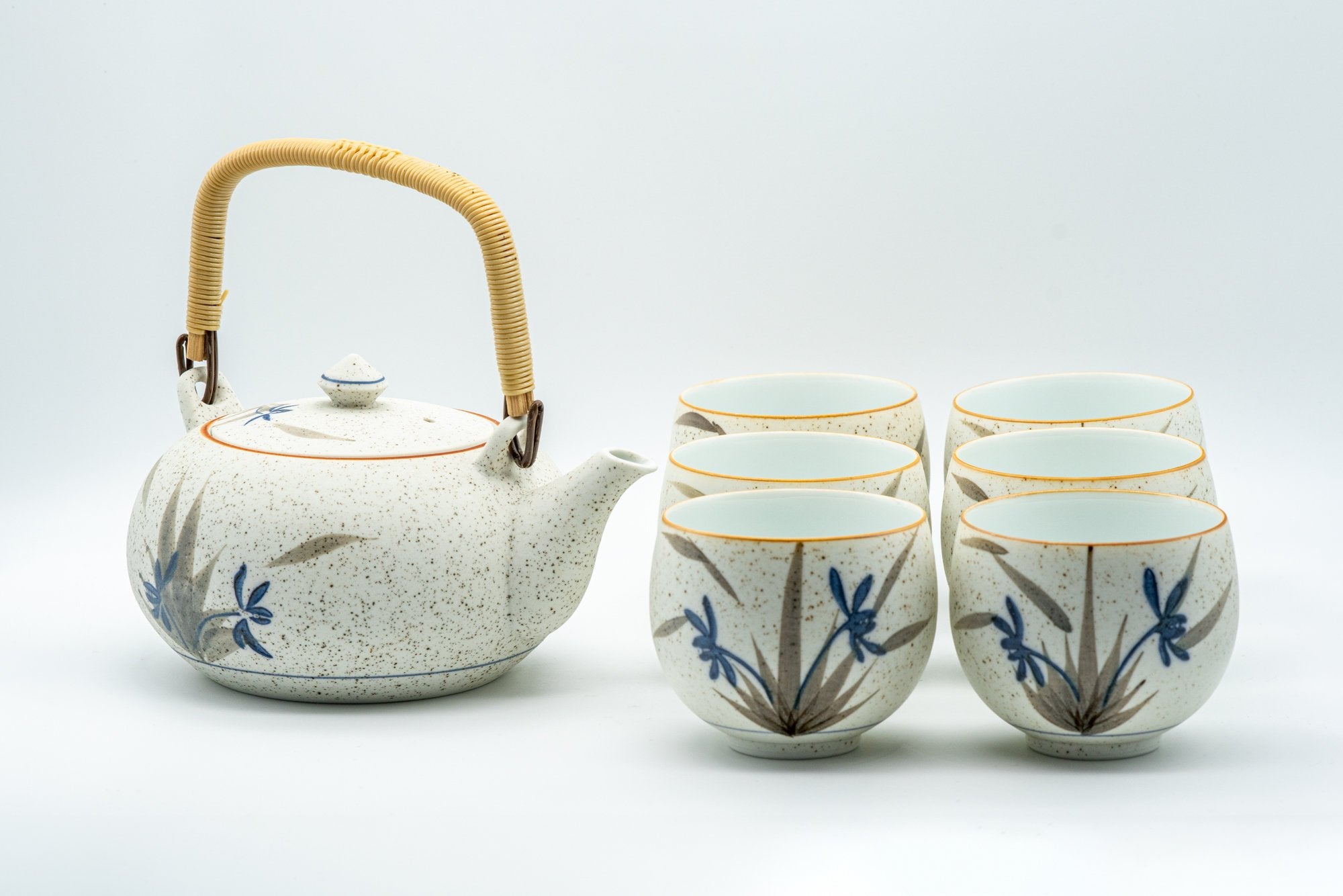 Japanese Tea Set - 西峰窯 Arita-yaki Porcelain Dobin Teapot with 6 Cups - Nishimine Kiln - Tezumi