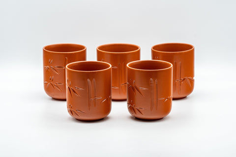 Tezumi — Japanese Tea Set - Bamboo Tokoname-yaki Debeso Kyusu with 5 Yunomi — closeup of a single piece