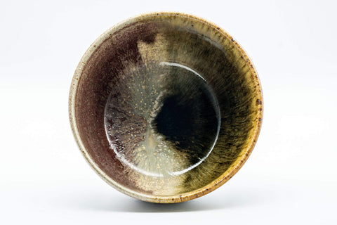 Tezumi — Japanese Matcha Bowl - Hare's Fur Drip Glazed Wan-nari Chawan - 400ml — top-down view showing the interior